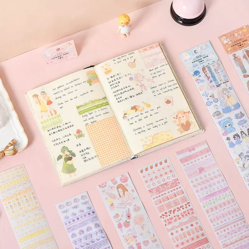 1pack Sample Long Strip Stickers Journal Vintage DIY Decoration Stickers Collage Supplies Multi Styles Optional Kawaii Stickers