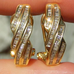 Huitan Stylish Women Gold Color Drop Earrings with Brilliant Zirconia Fashion Modern Accessories Female Engagement Jewelry Gift