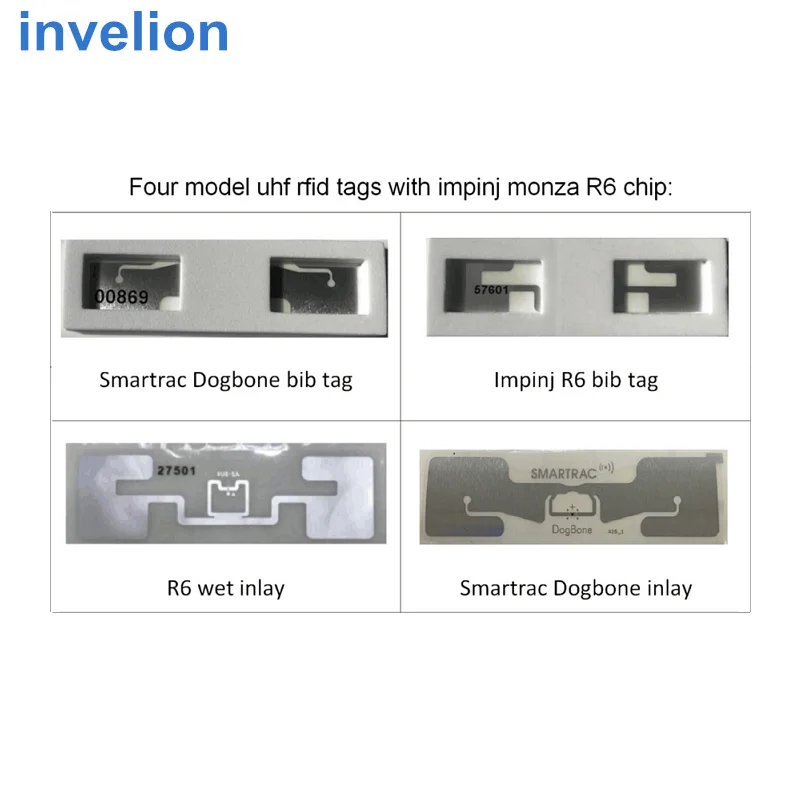 Invelion 860-960MHz uhf rfid DogBone smartrac sticker label tag newest impinj monza R6P chip for race cycling timing system