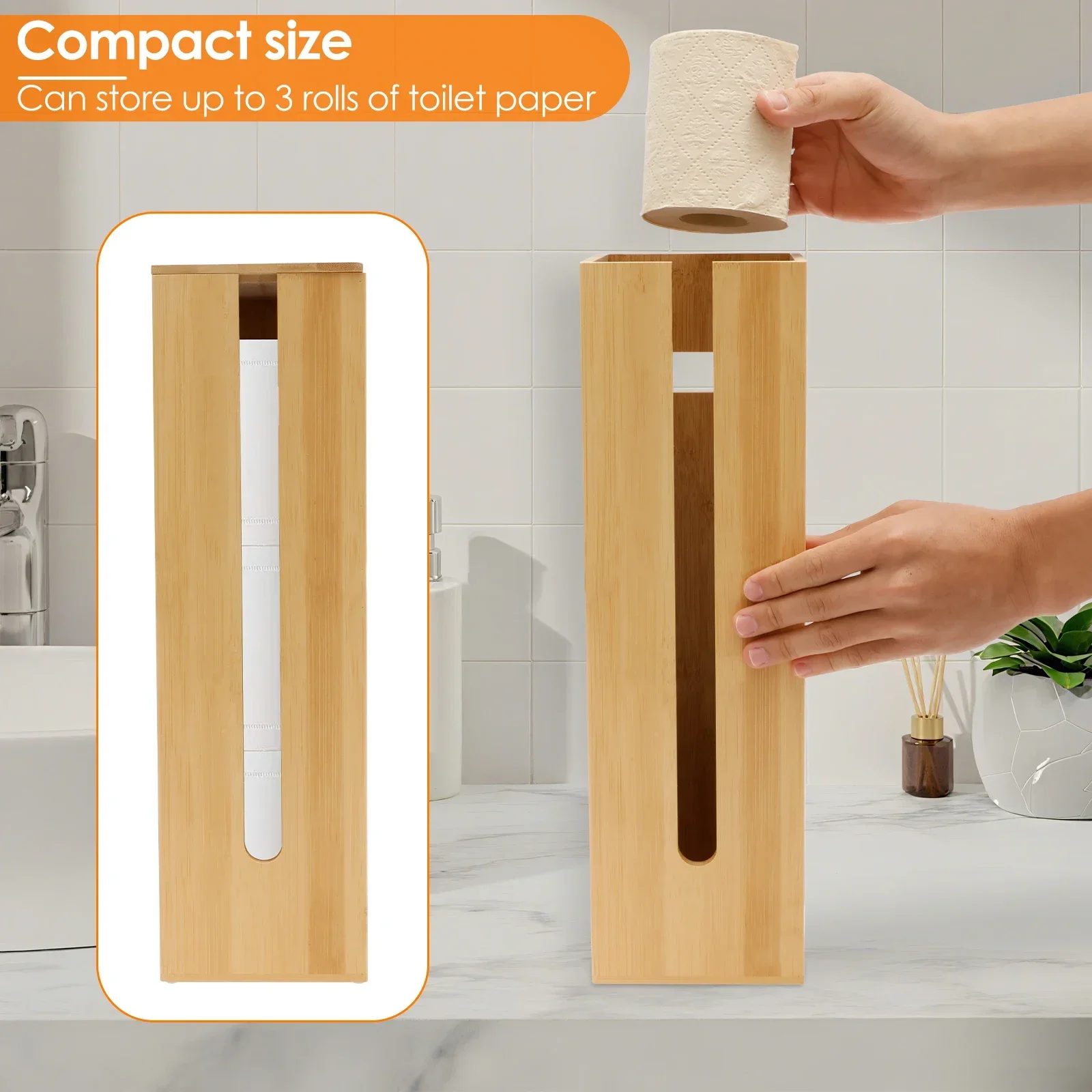 Bathroom Tissue Rack Wooden Toilet Paper Towel Box Storage with Lid Waterproof Paper Dispenser Accessories view 3