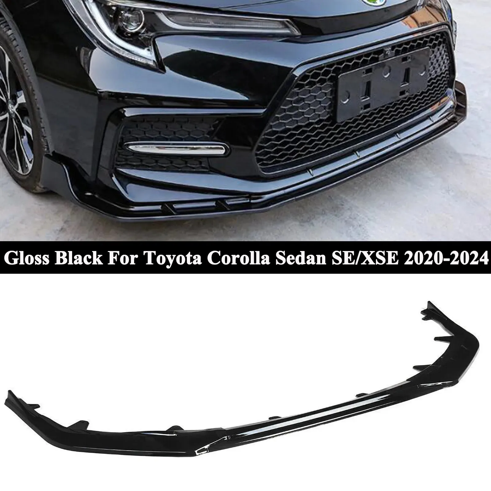 

For 2020-2024 Toyota Corolla Sedan SE XSE Gloss Black Front Bumper Lip Splitter