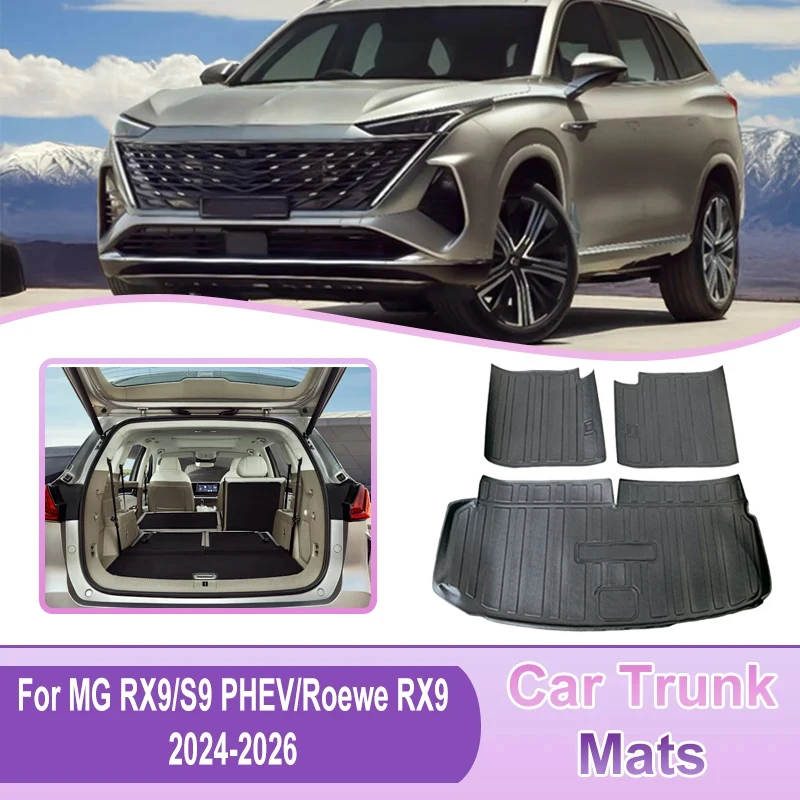 Kofferraummatte für MG RX9 Zubehör S9 PHEV Roewe RX9 2024 2025 2026 Wasserdichte Rutschfeste Kofferraumwanne Teppich Laderaumabdeckung