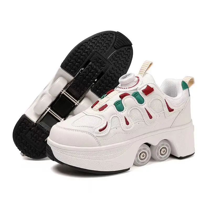 

Детские и подростковые унисекс-кроссовки-трансформеры на четырех колесах, роликовые коньки двойного назначения, двухрядные роликовые кроссовки для ходьбы