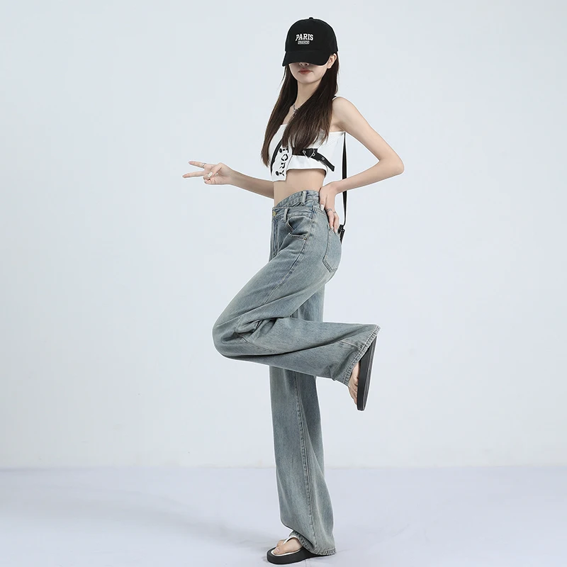 

Широкие брюки женские Y2k летние, оригинальные женские колумбийские джинсы с высокой талией, джинсы с начесом, прямая трубка