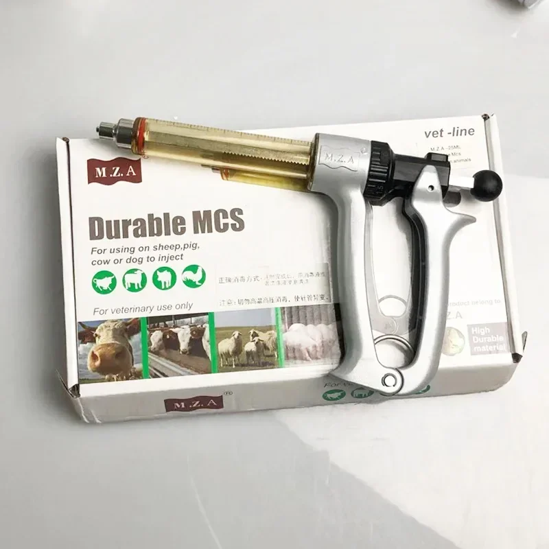 

MZA semi-automatic continuous syringe pig, cattle and sheep vaccine syringe 25ml 50ml metal injection needle device