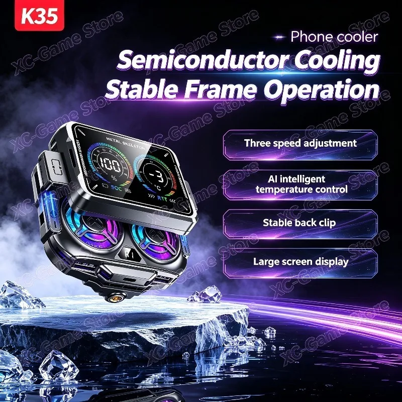 NEW K35 Mobile Phone Back-clip Semiconductor Cooling Fan Radiator for IPhone Android Live Streaming/Gaming Universal Game Cooler