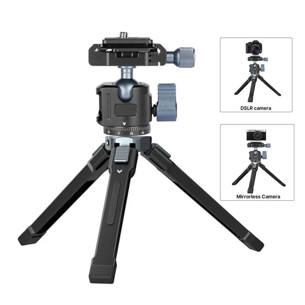 Aluminum Mini Tripod 360° Ball Head Arca Plate Cold Shoe for Phone DSLR LED Light Mic