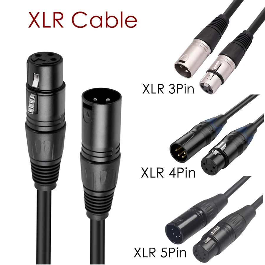 XLR 3pin 4Pin 5pin Male To Female Supply Cable Extend Cord for DSLR Camera Monitoring DMX Audio Mixing Console Cables Speaker