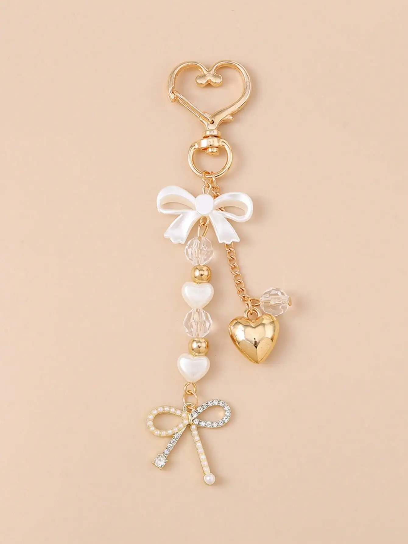 

1pc Unisex Faux Pearl Bow Keychain Pendant Beach Vacation Series Gift For Friends Keychain Accessory Car Accessories For Woman Gifts For Women