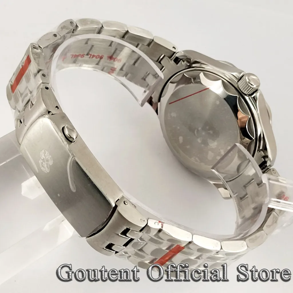 Goutent 41mm Steel Silver Sapphire Watch Case Strap Fit NH35 NH36,DG2813/3804 Miyota 8215 821A ETA 2836 2824 PT5000 Movement