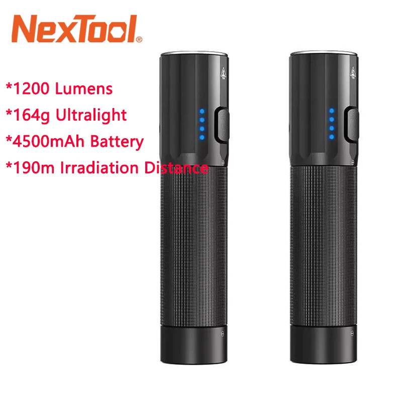 Portable Nextool Outdoor Powerful Waterproof Rechargeable Strong Light Straight LED Flashlight Camping Cycling Illumination