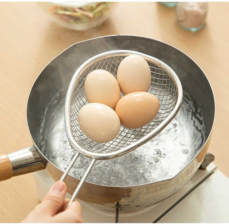 SHIMOYAMA Stainless Steel Fine Mesh Filter Oil Frying Clamp Filter Spoon Skimmer Strainer Noodles Dumplings Sieve Kitchen Tool