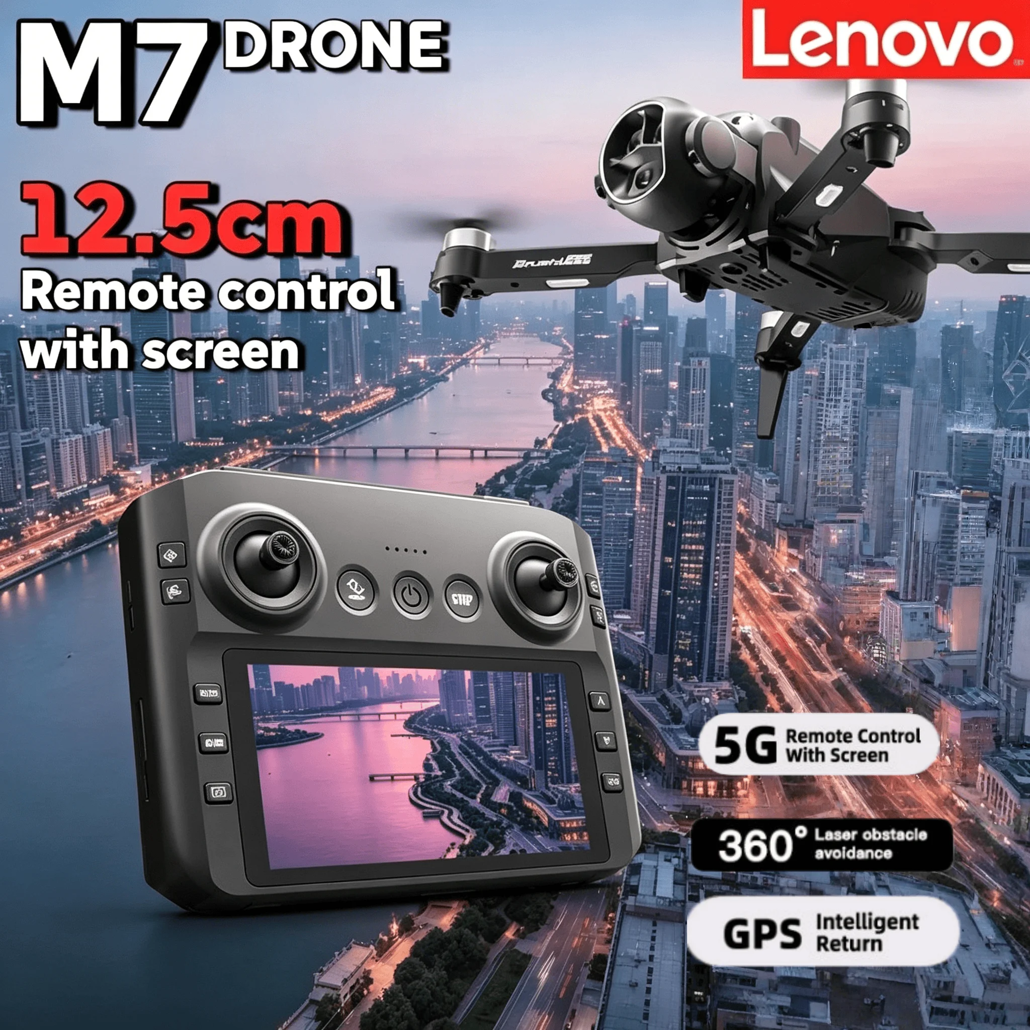 

Дрон Lenovo M7 RC 8K с двумя камерами, профессиональный, для аэрофотосъемки, складной, портативный квадрокоптер с Wi-Fi FPV и дистанционным управлением
