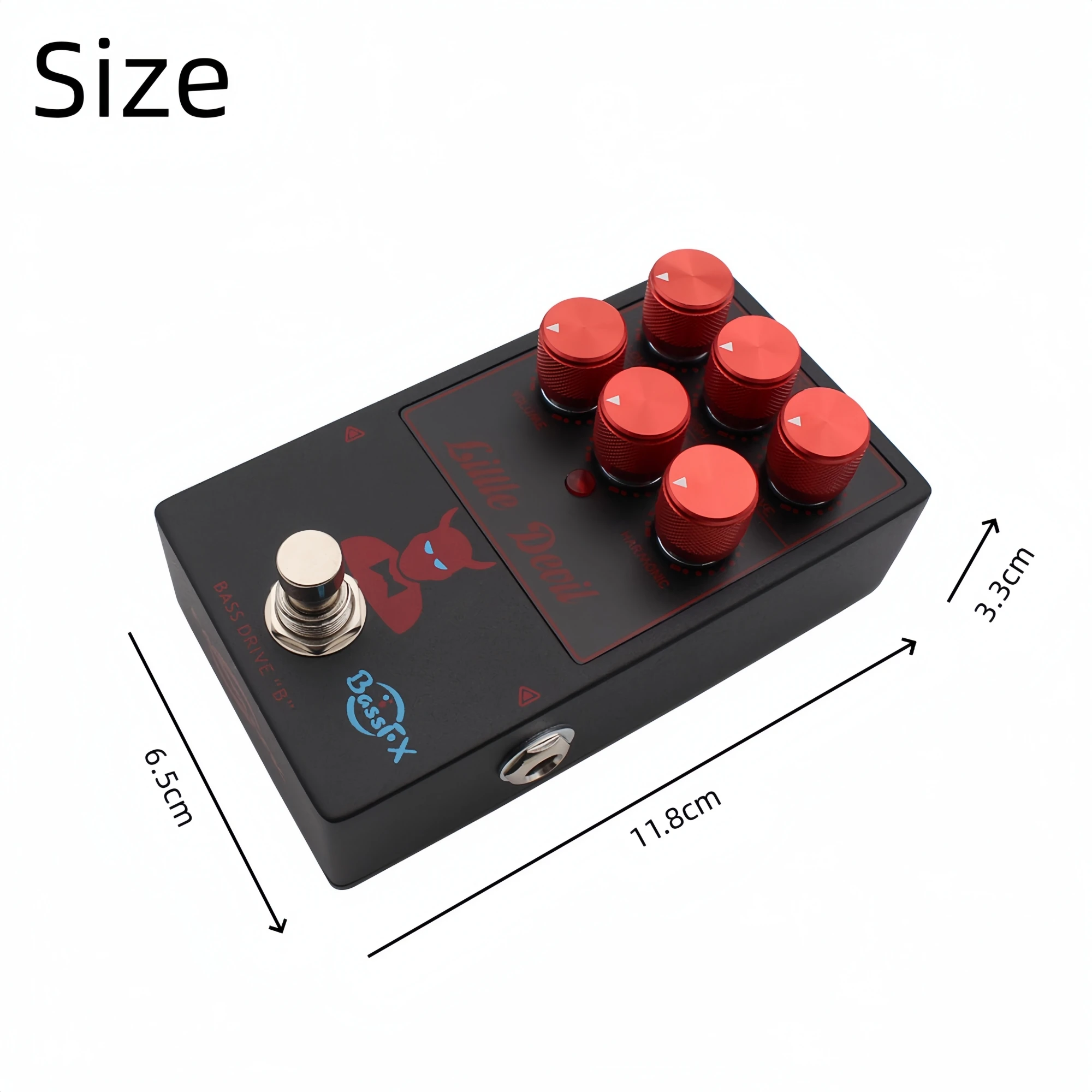 Fanmuzk LITTLE DEVIL Electric Bass Drive Pedal Tube Amp Emulator 2-Band Active EQ Mix Harmonic Knobs True Bypass for Gig
