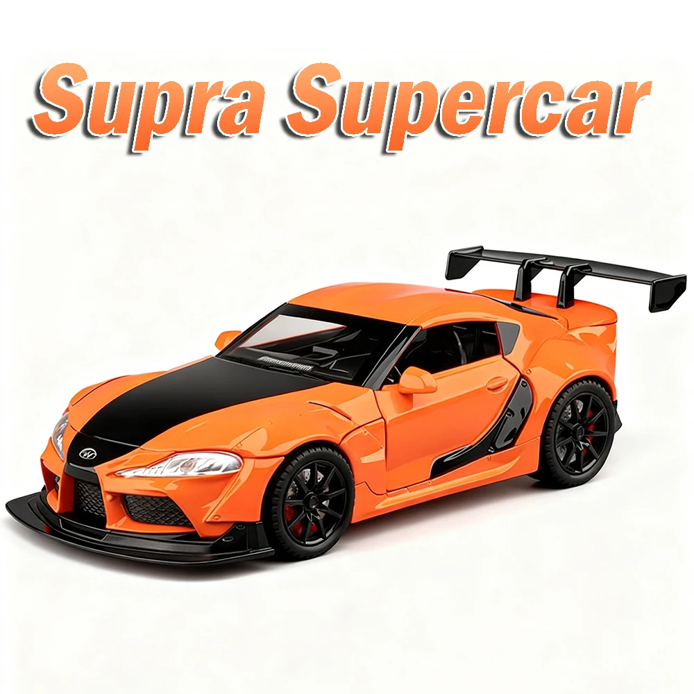 1:22 Supra Z4 Toy Miniature Model Supercar Alloy Diecast Sound Light Door Opened Pull Back Rubber Tires Model Ornament for Kids