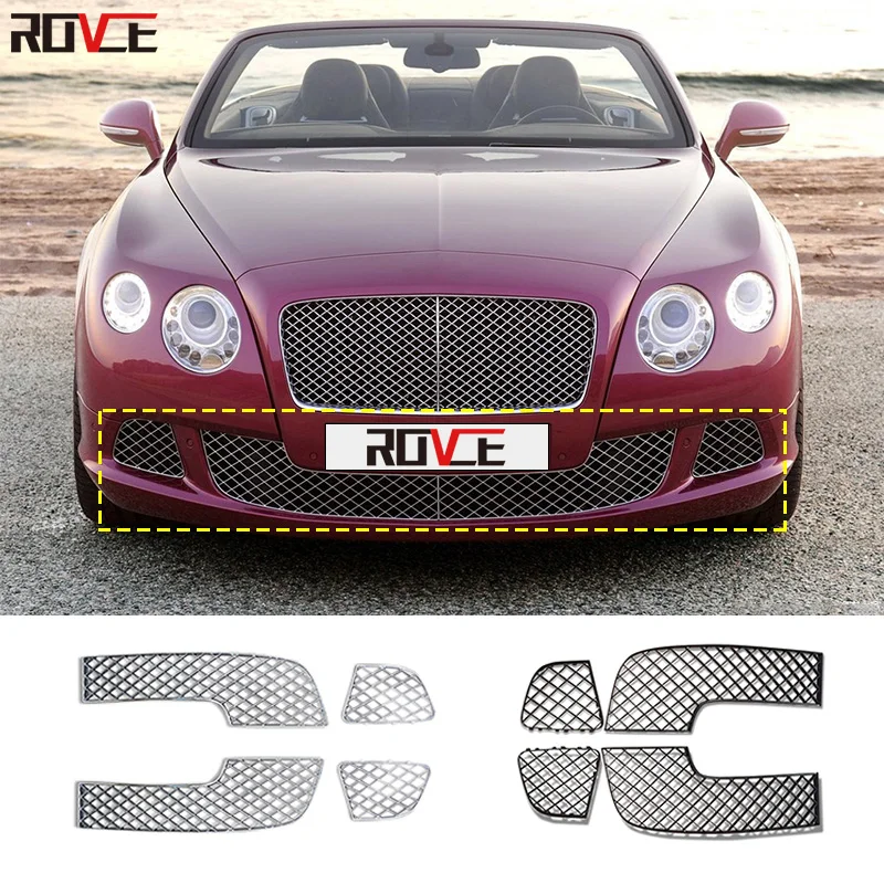 ROVCE Car Grille Grid Car Front Bumper Grille Net Plating Black Style For Bentley GT 6.0 2012-2015 3W3807681/682 Accessories