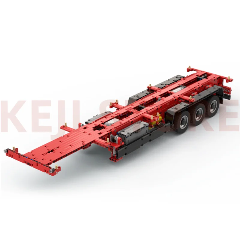 KEJI MOC-49905 Overseas Container Trailer 1:17 Engineering Vehicle Building Blocks Bricks Kits Toys Christmas Gift