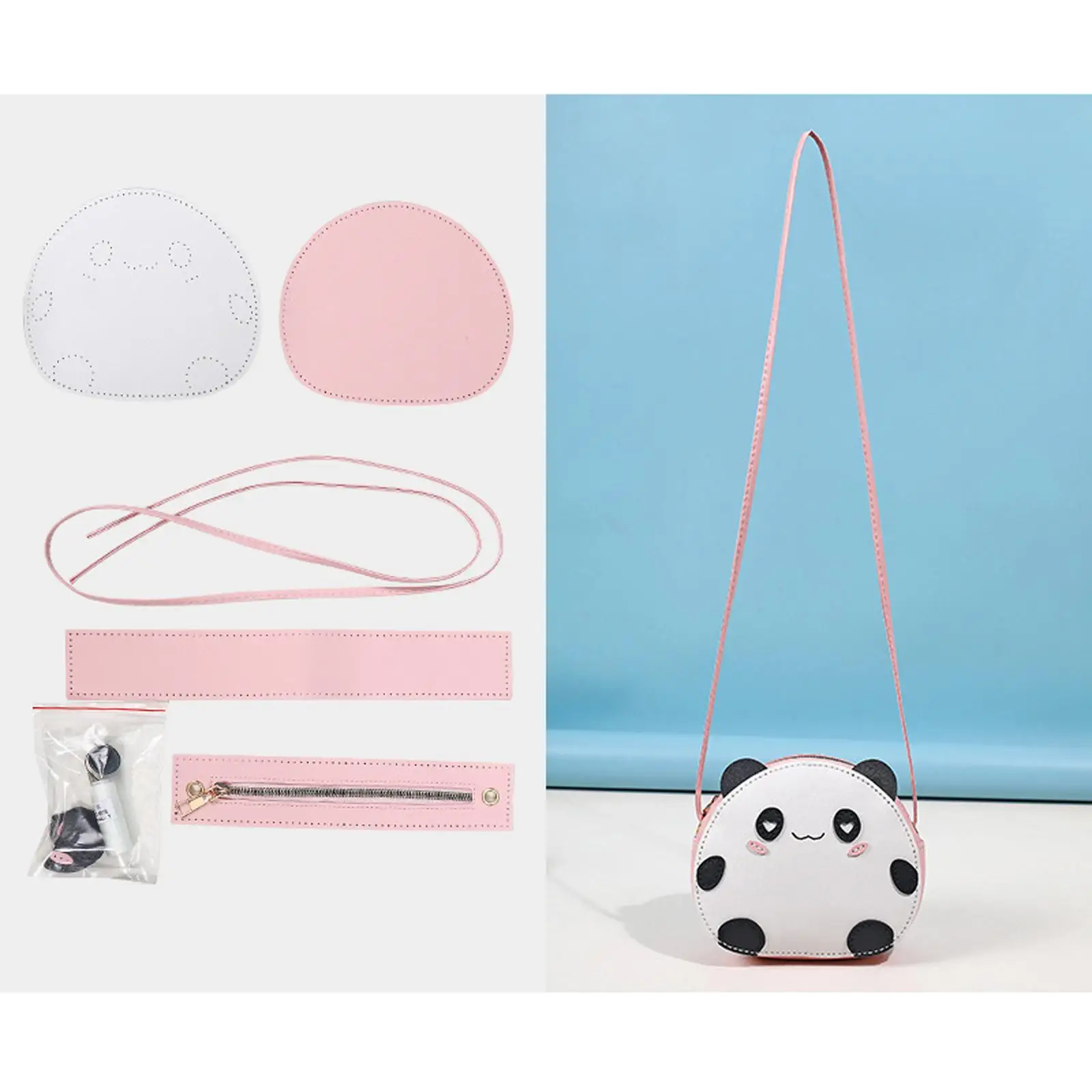 DIY PU Leather Bag Making Kit Knitting Leather Craft Sewing Craft Kits Make Your Own Bag Cute PU Leather Crossbody DIY Bag Kit