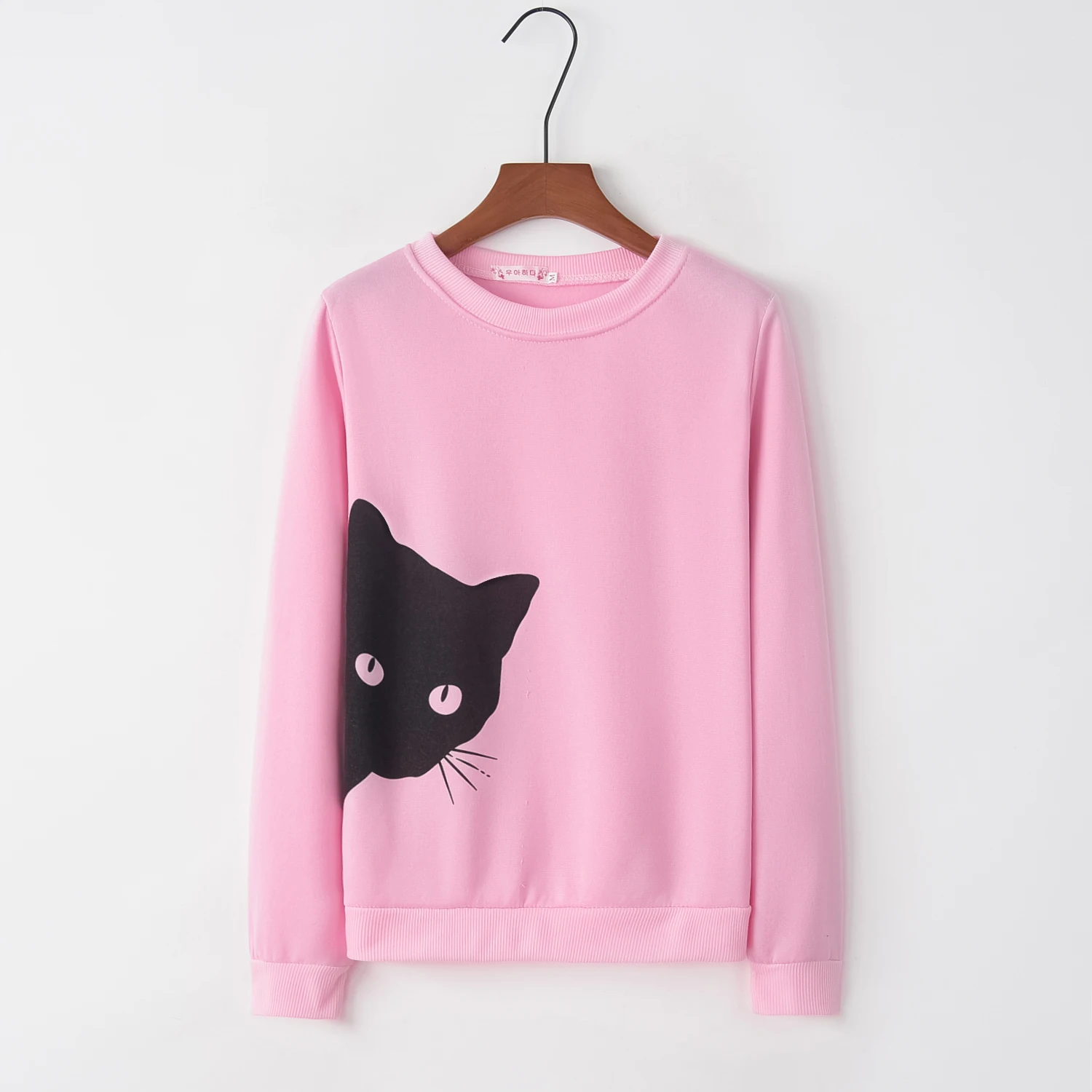 2026 Foreign Trade Women's New Cat Head Printed Loose Round Neck Long Sleeved Women's Sweater