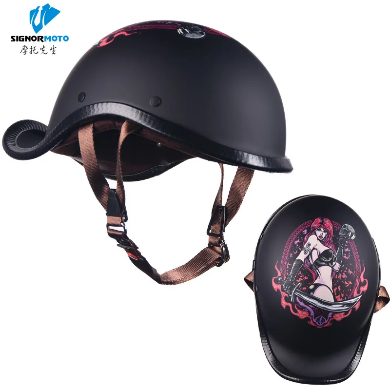 

Retro Motorcycle Helmet Electric Car Semi-covered Capacete Moto Four Seasons Men and Women Gourd Half Face Engine Summer Riding