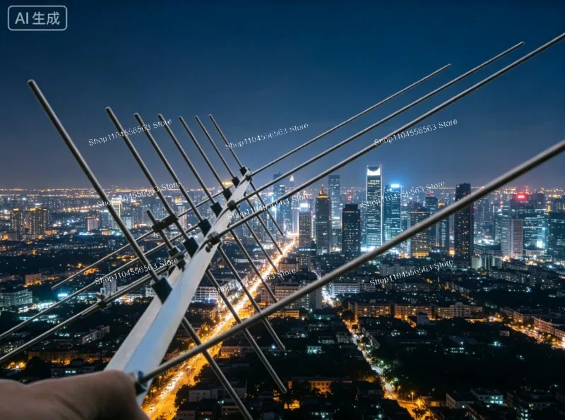 High Gain Stainless Steel Dual Band Yagi Antenna 144/430MHz, 7 Element UHF VHF Directional Aerial for HAM Radio Base Station