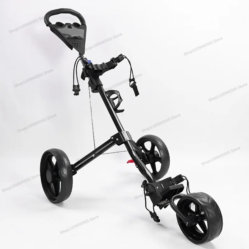 Golf cart, three-wheeled ball bag trolley, foldable storage golf cart