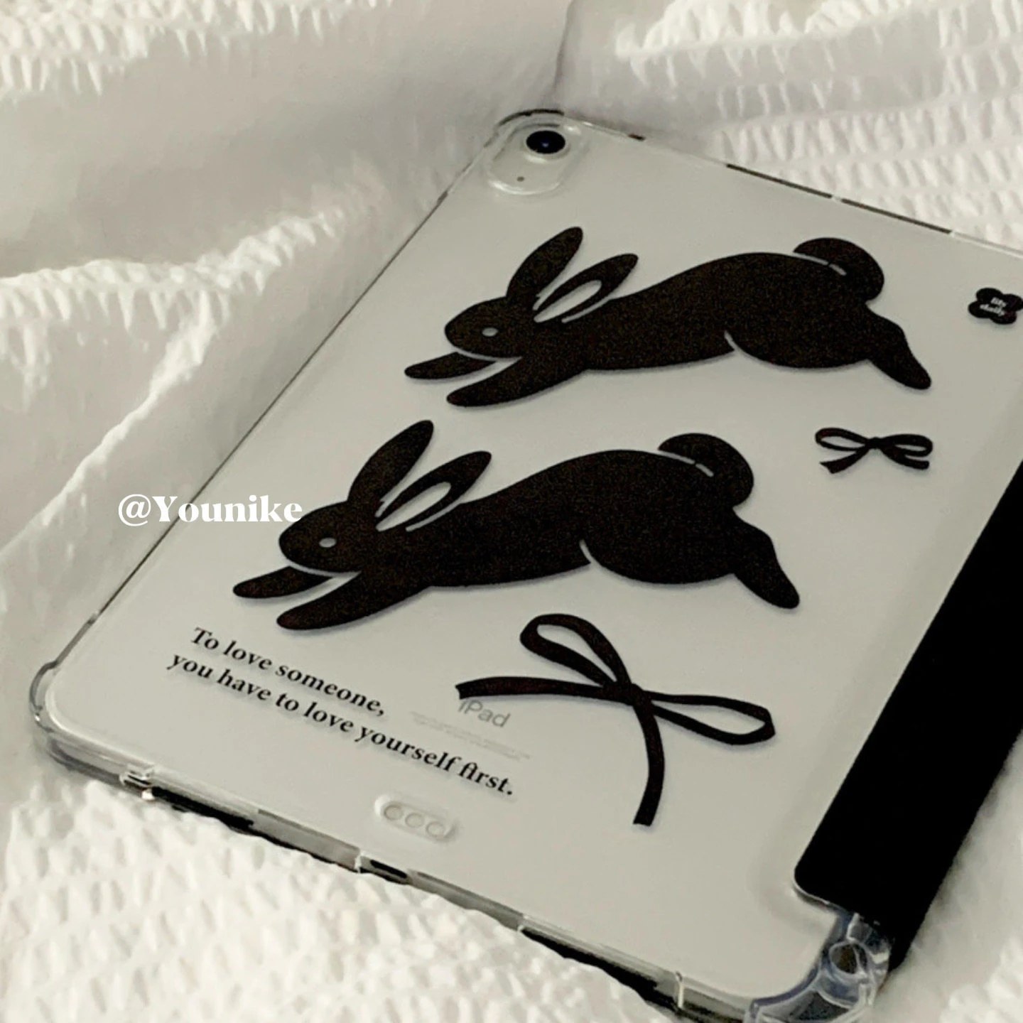 Kawaii Rabbit Cow Black New Tablet Case For iPad Pro 11 12.9in 13 M4 M5 Case 9.7 10.2 5/6th 7/8/9 11th Mini Air 3 4 5 6 7 Cover