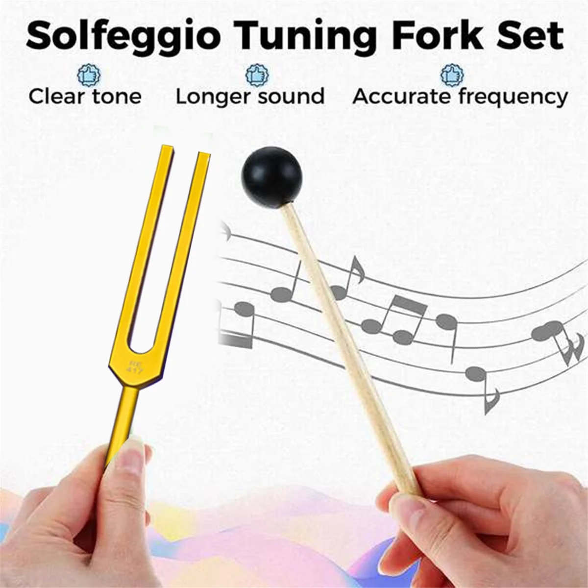 ส้อมเสียงอลูมิเนียมอัลลอยด์สีสันสดใส, ส้อมเสียงสําหรับการบําบัด, การบําบัดด้วยเสียงพร้อมฐานผ้าทําความสะอาด