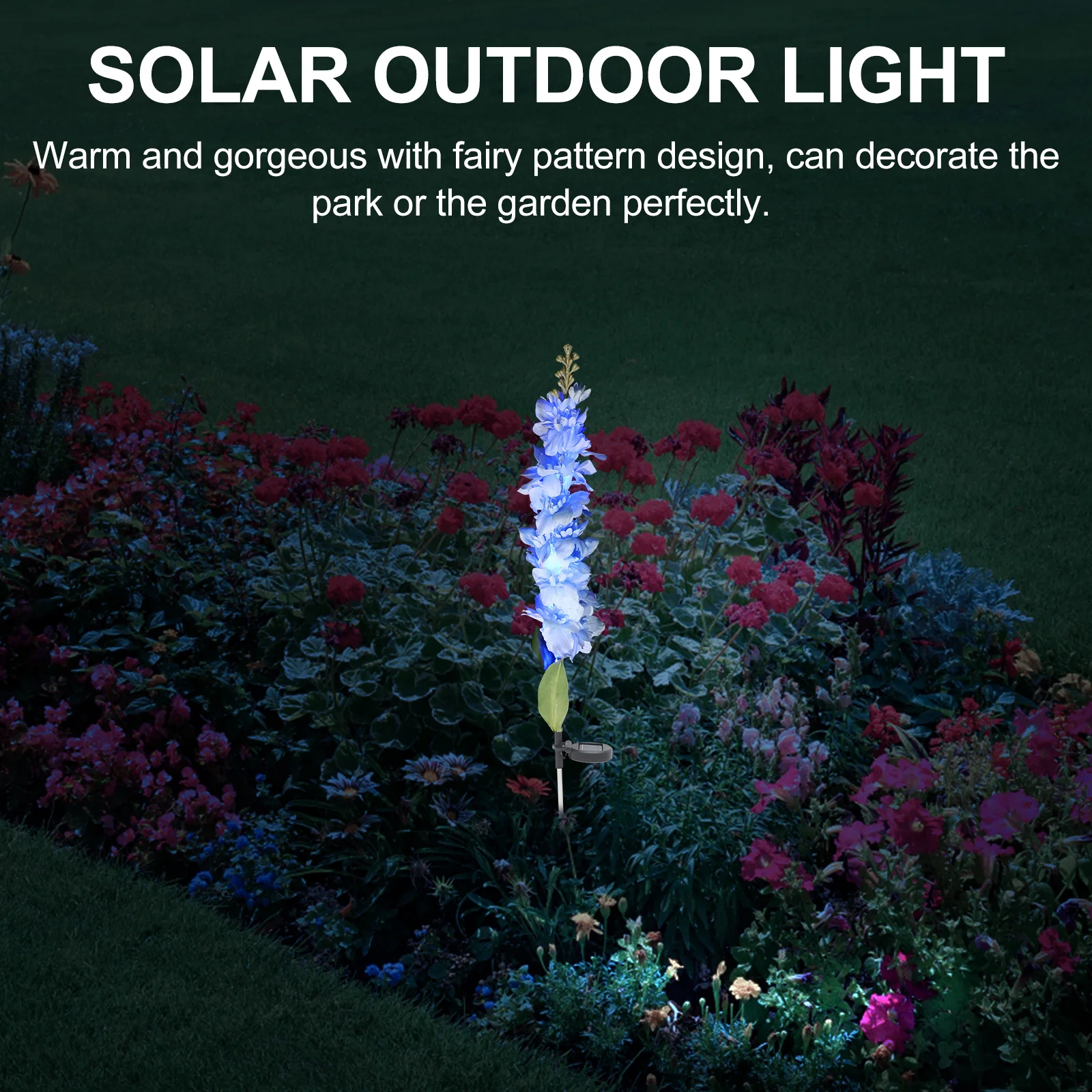 

Solar Violet Lawn Light 75CM Blue LED Ground Insert for Yard Garden Pathway Solar Powered Energy Saving Flower Lights