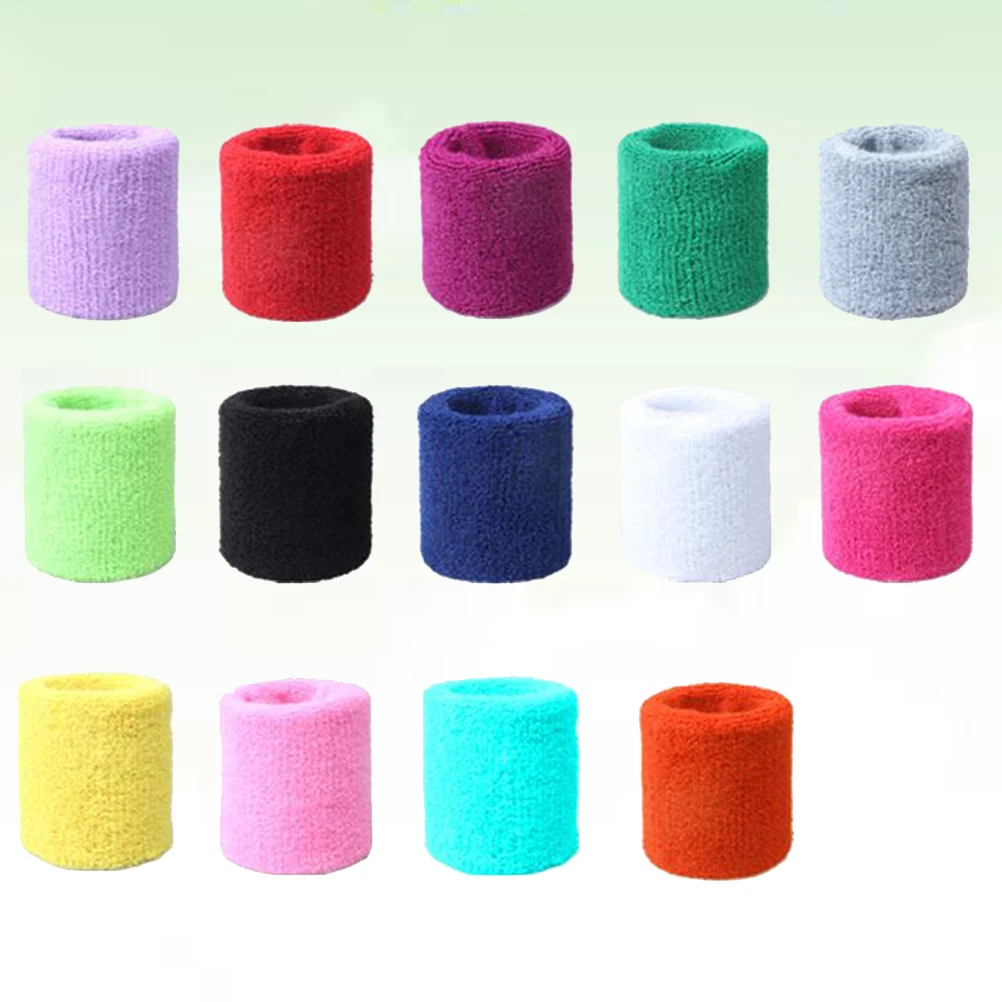 

14 pcs 8Cm Sports Wristbands Sweat Absorbent Premium Polyester Quick-Dry Comfortable Unisex Athletic Wrist Protector For Gym