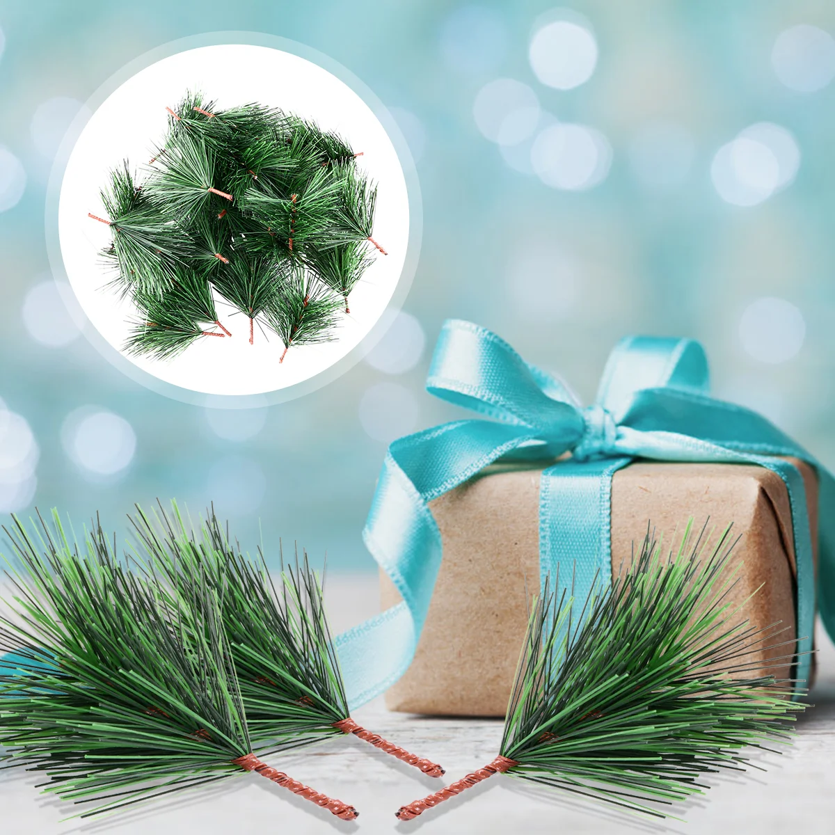 Greenery Stems Plastic Pvc Pine Needles Photo Props Colorfast Branches Garland Artificial Outdoor Plants