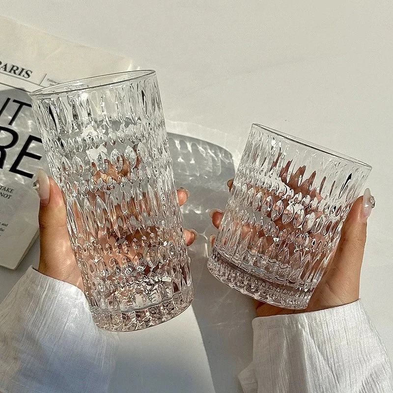 

Relief glass, Nordic light luxury retro home water glass, juice glass, milk beer glass, whiskey glass