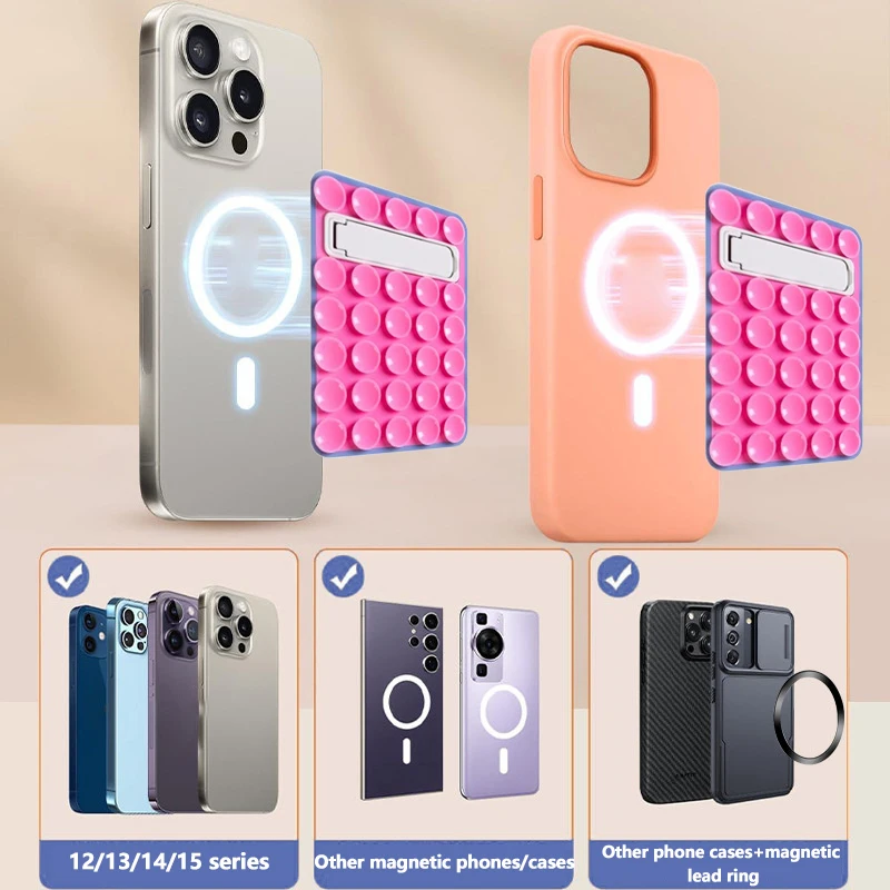 Silicone magnético sucção disco copo suporte de aperto do telefone para magsafe para iphone sucção suporte do telefone vídeo filme selfies