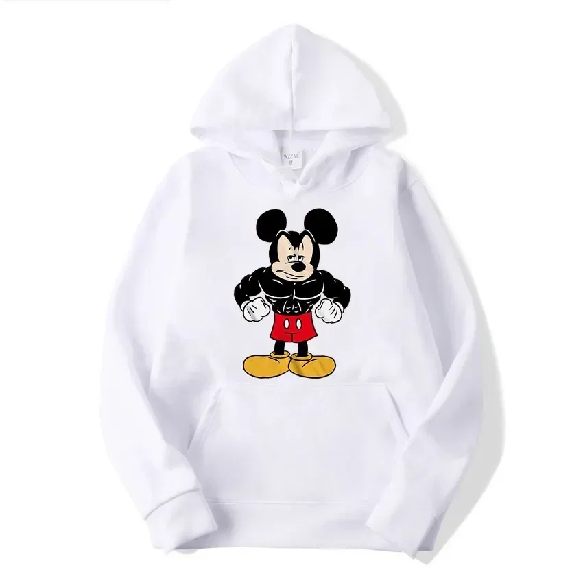 Tough Mickey Mouse Male Sweatshirts Pocket Anime Print Long Sleeve Clothing Popular Daily Men Hoodies Autumn Winter Pullover