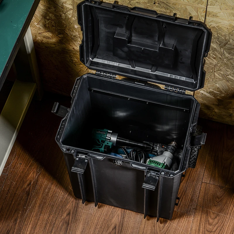 Rolling Tool Box with Wheels 3-in-1 Hard Plastic Tool Protection Box Stackable Shockproof Tool Storage Box Set