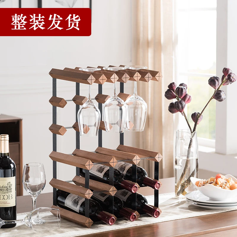

Solid wood wine glass rack Ornament red Hanging upside down Light luxury household wine Red wine rack High glass rack