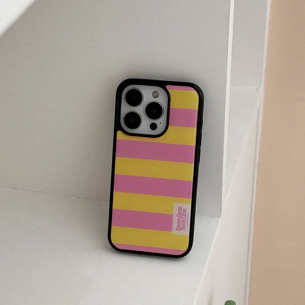 Korean Ins Summer Full Screen Colorful Stripes Drop Glue Phone Case For Samsung Galaxy S23 FE S24 PLUS S25 ULTRA S26 EDGE Cover view 6
