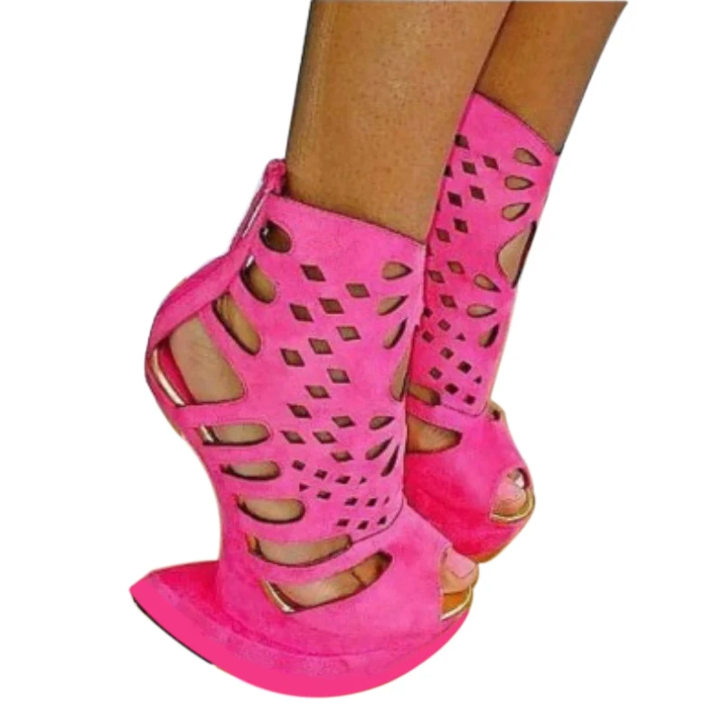 

DIZHUANG shoes Sexy women's high-heeled sandals. About18cm heel height. Strange Style. Summer women's shoes. Pink sandals.34-46