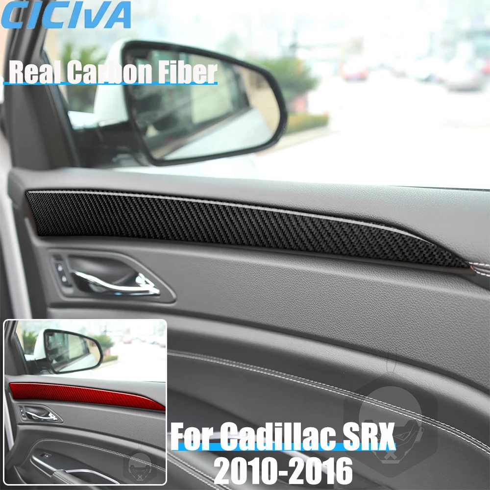 

Real Carbon Fiber Car Accessories Front Door Panel Trim Cover Soft Sticker For CADILLAC SRX 2010 2011 2012 2013 2014 2015 2016