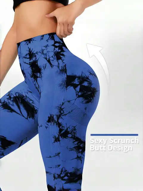 Legginsy do jogi z efektem tie-dye, bezszwowe, z wysokim stanem, modelujące pośladki, dla kobiet - wzorzyste legginsy do ćwiczeń, podnoszące pośladki, fitness, transgraniczne
