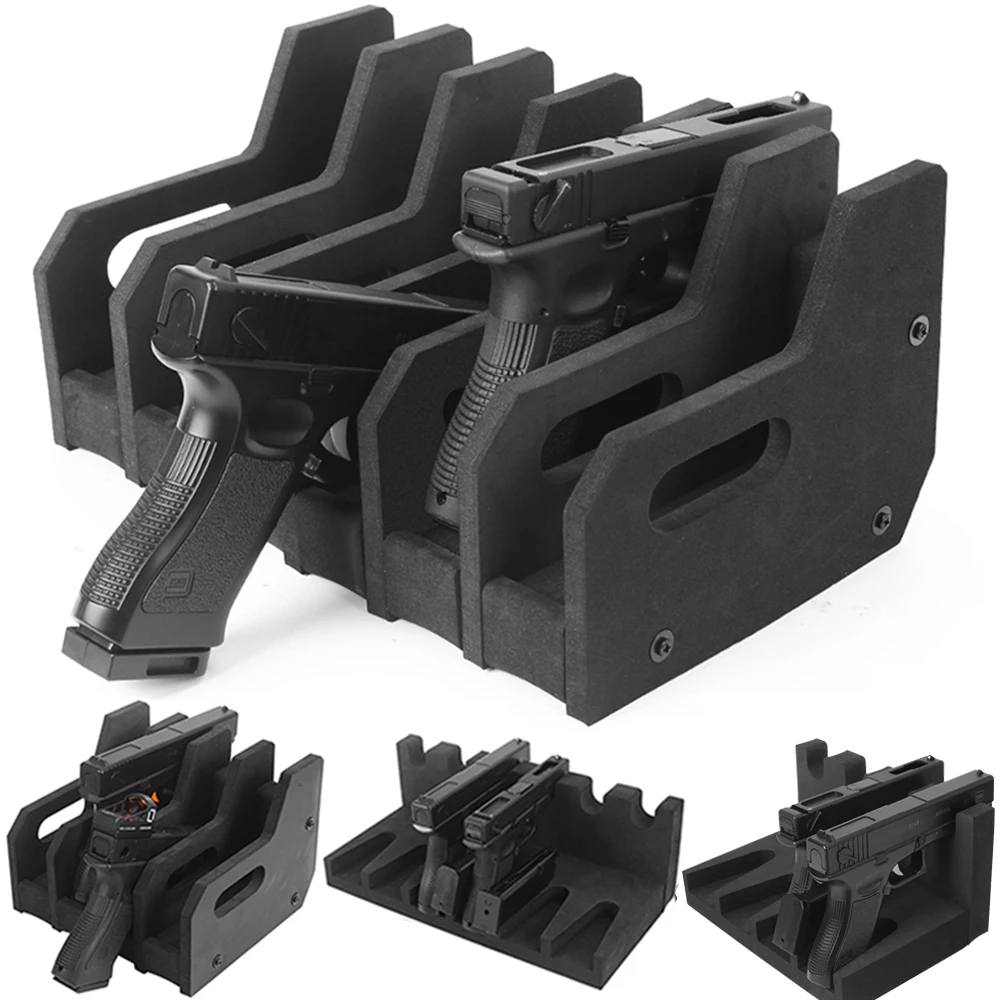 4/6 Slots Gun Stand Display Foam Pistol Rack Universal Tactical 9mm Handgun Storage Holder for Gun Safe/Cabinet Organizer
