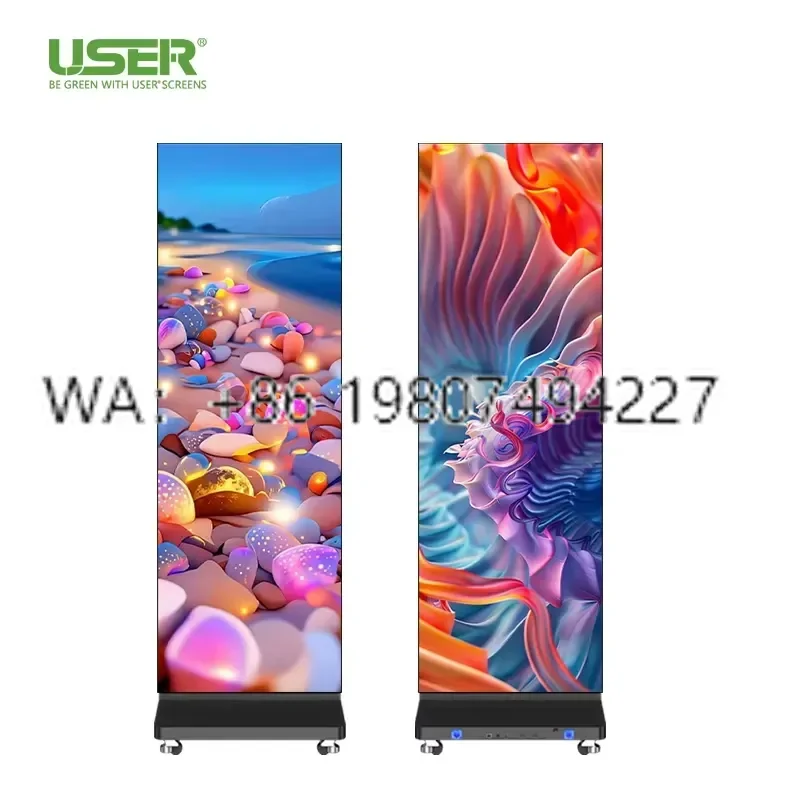 Portable Triple Folding LED Poster Screen GOB P1.25 P1.53 P1.86 P2.5 Full Color for Indoor Shopping Mall Retail Display