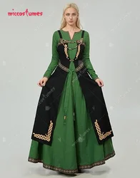 Miccostumes Women Medieval Retro Dress Apron Renaissance Viking Clothing Front Opening Outer Dress Halloween Cosplay Costume