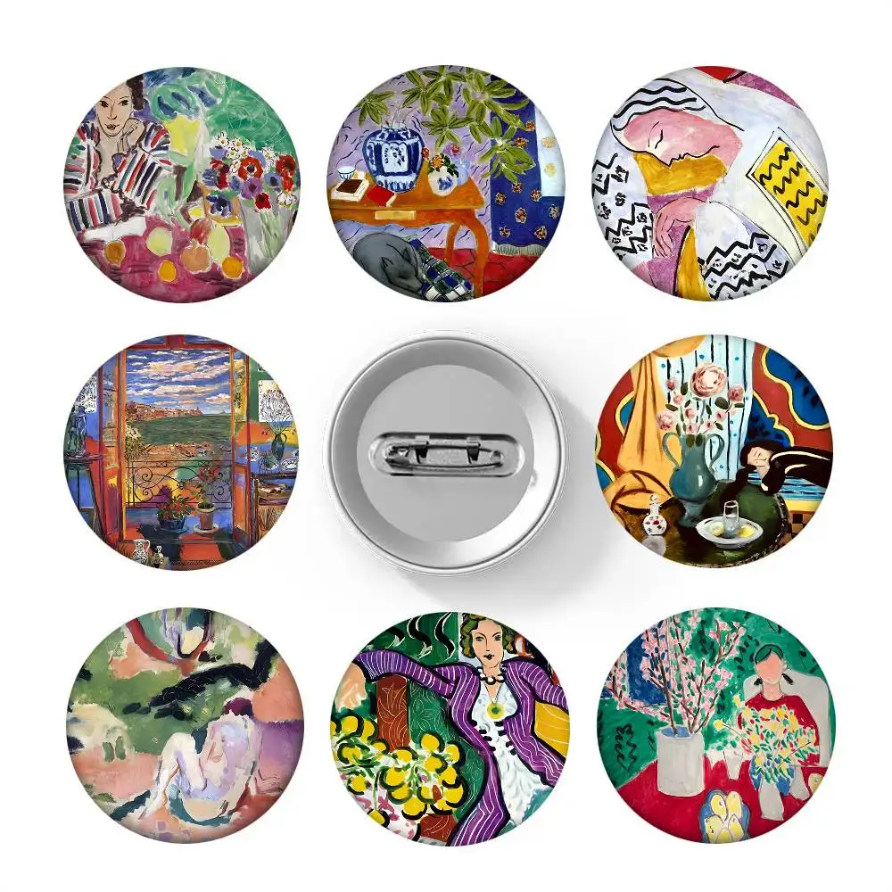 1 Stück H-Henri M-Matisse Abzeichen im Cartoon-Stil, Broschen für Rucksackdekoration, runde Emaille-Pins für Accessoires