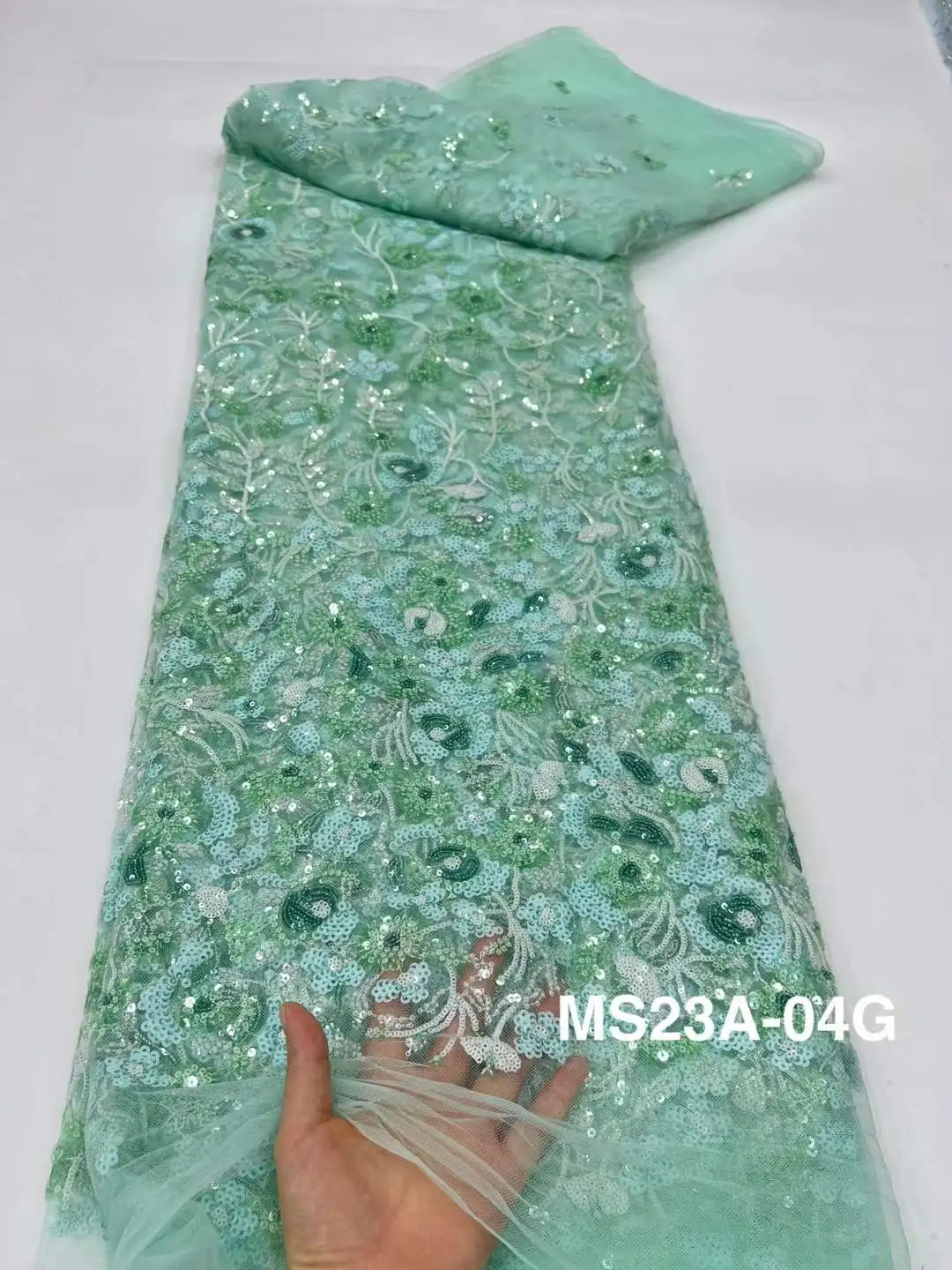 Afrikanischer Samt-Pailletten-Spitzenstoff 2025, hochwertige Stickerei, nigerianischer französischer Spitzenstoff zum Nähen von Partykleidern