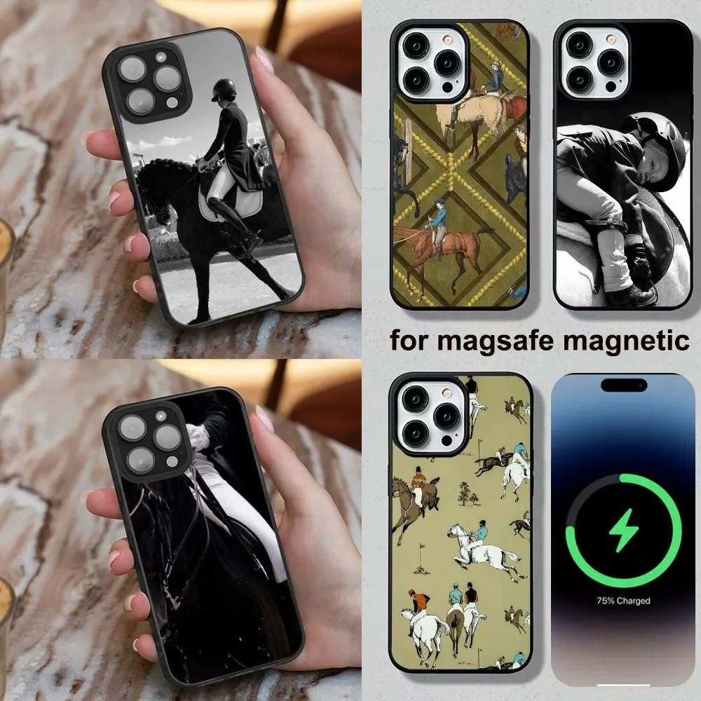 Equestrian Phone Case For iPhone 16,15,14,13,12,11,Plus,Pro,Max,Mini Soft Magesafe Magnetic Wireless Charge