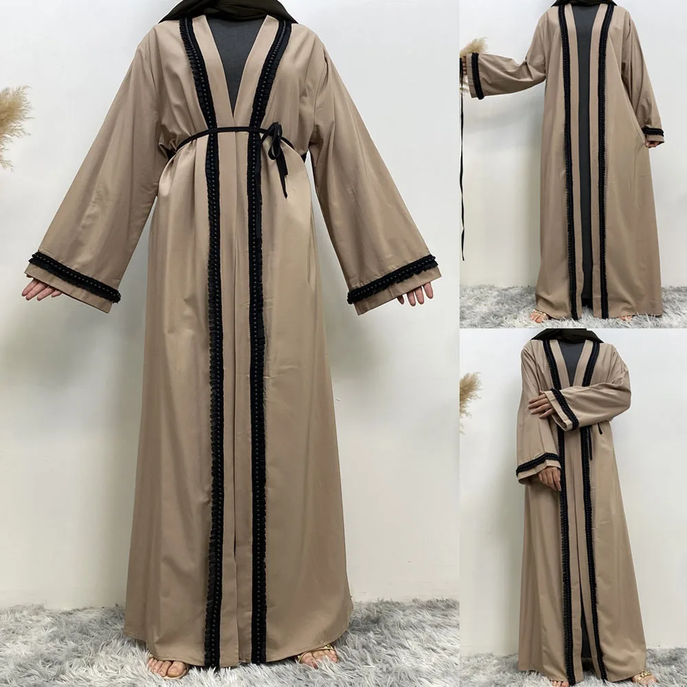 

Ramadan Abaya Dubai Turkey Muslim Hijab Dress Women Belted Cardigan Long Sleeve Islam Clothing Kaftan Arab Maxi Robe Kimono