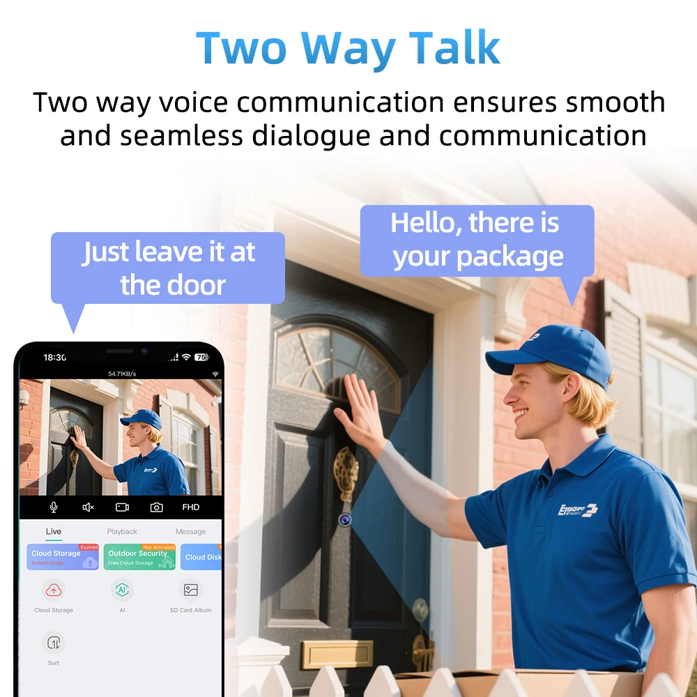 ICSEE HD Door Peephole Viewer WiFi Security Camera 170° Wide-angle Human Detection Two-Way Audio Video-eye Wireless Cat-eye Cam