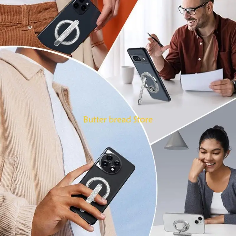 W89C Universal Phone Rack مع تصميم بروش متلألئ 360 درجة قابل للتعديل للهاتف