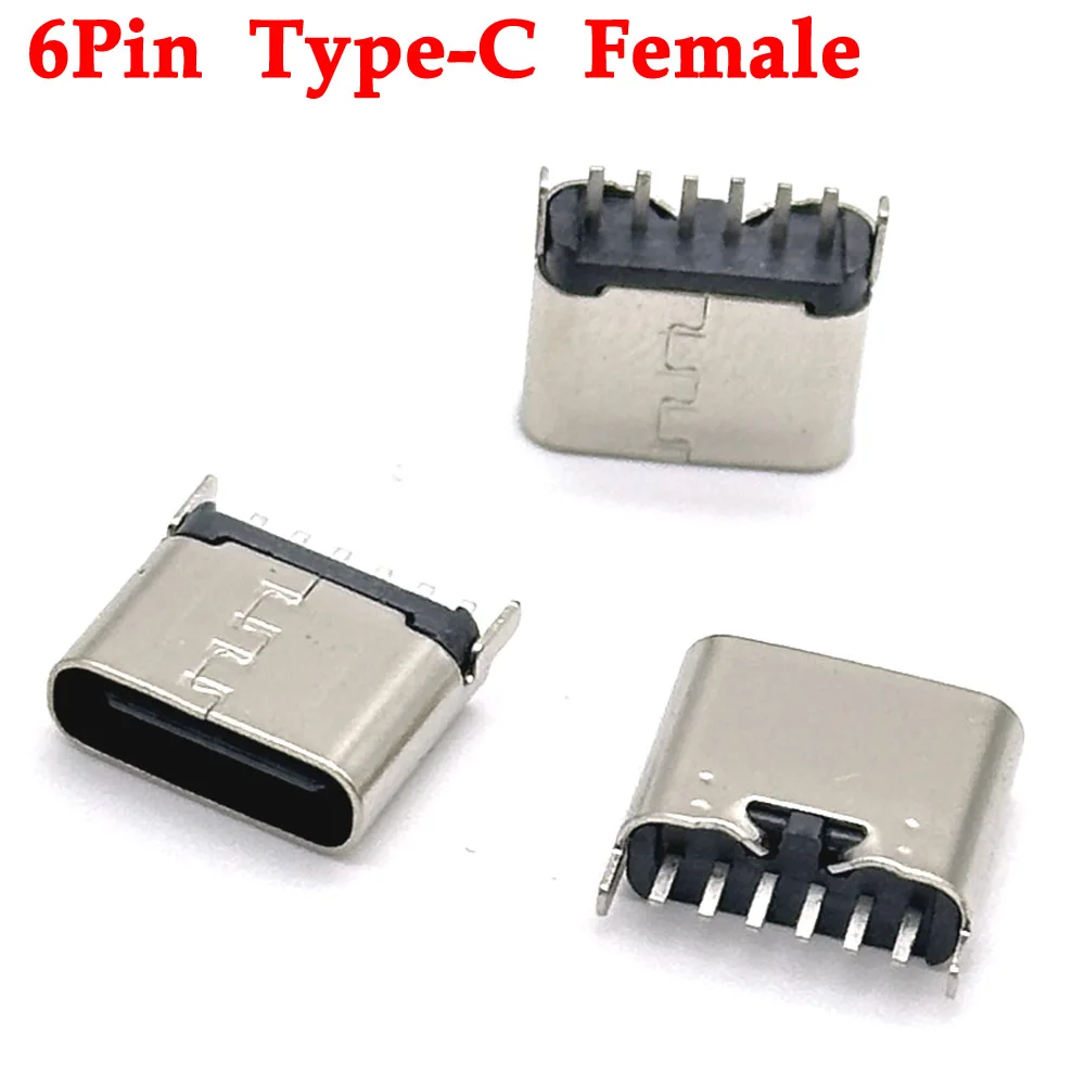 6-pinowe złącze żeńskie USB C do montażu panelowego Gniazdo TYPE-C Port ładowania typu przewodu lutowniczego Gniazdo z PD szybkie ładowanie Pionowe 6,8H